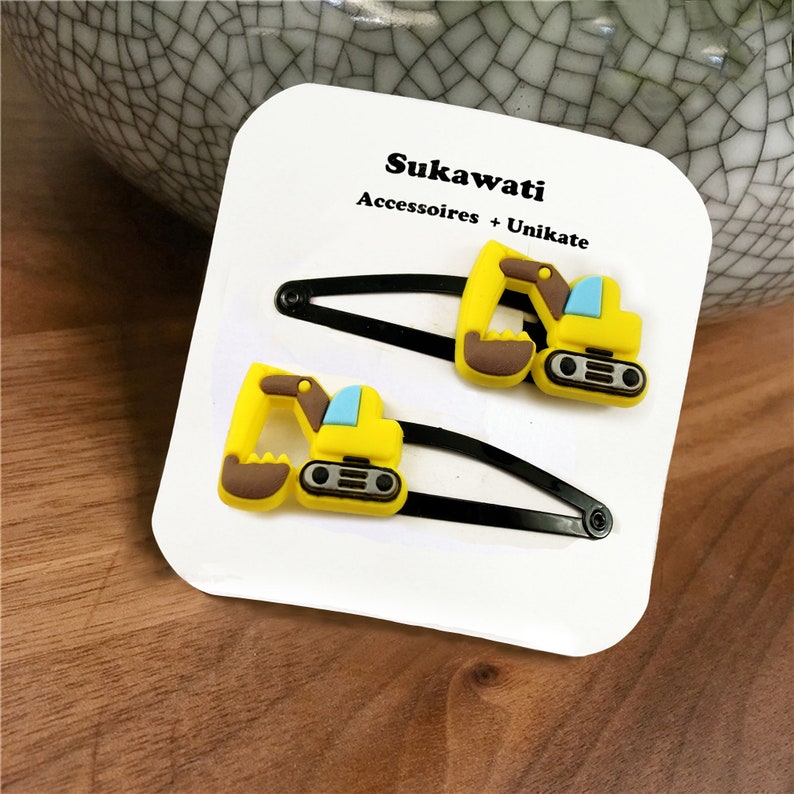 Excavator hair clips boys construction site children hair clip hair tie UNISEX hair clip boy Santa Claus Advent calendar Christmas image 4