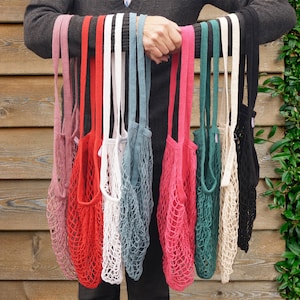 Shopping net long handle net bag crocheted shopping bag toy bag children's bag beach bag playground bag