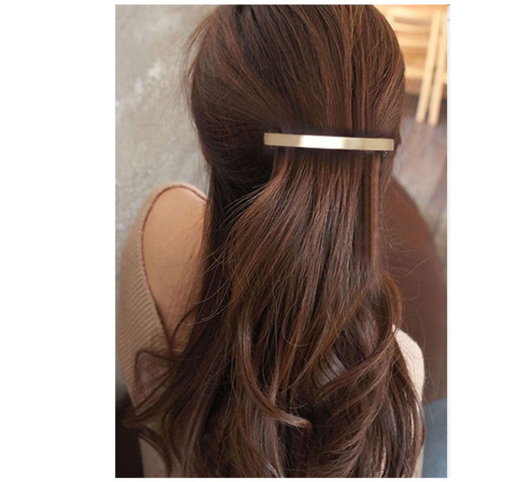 2 Goldene Haarspangen – Klassisch, Rechteckig, 6 Cm – Perfekt Für Alltagsfrisuren