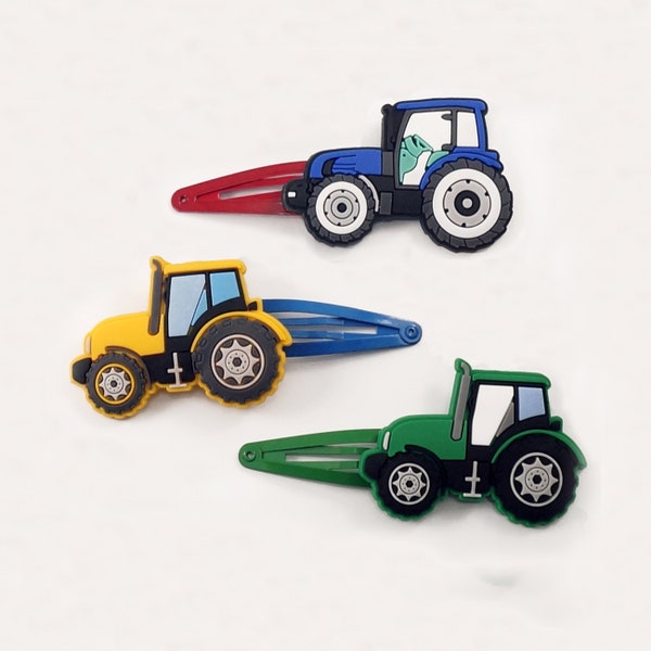 Tractor Hair Clips Children Green Blue Yellow Tractor Plait Rubber Gift for Birthday School Bag Santa Claus Advent Calendar Christmas