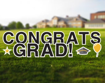 Congrats Grad Yard Decorations - Personalize & Choose Your Color - Large 18in Tall Yard Sign Message - Durable Corrugated Outdoor Yard Signs