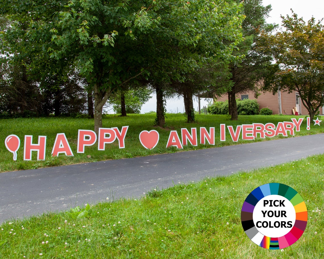 Happy Anniversary Lawn Decorations Personalize & Choose Your Etsy