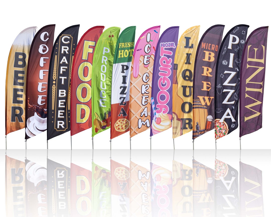 Food Stringer Flags Food & Beverage Feather Flag: 13.5' Advertising Banner With Pole - Etsy