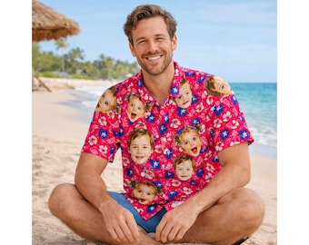 Custom Hawaiian Shirt With Photos | Personalized Aloha Outfit | Vacation Party Gift