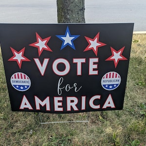 Vote For America Yard Schild - 23in x 17in wetterfestes Schild mit Einsätzen - politisches Werbeschild - Wahl-Yard-Schild