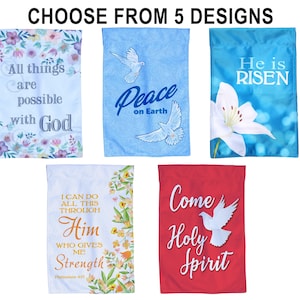 Religious Garden Flag – Double-Sided – 12” x 18” Christian Garden Flag – Weather-Resistant Church Yard Flag – Optional Pole Stand