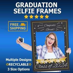 Marco personalizado de fotomatón de graduación, estación de selfies para fiesta de graduación, decoración de fiesta de graduación, 3 diseños y tamaños únicos