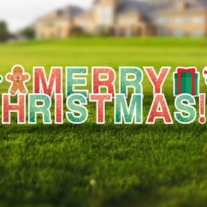 Merry Christmas Yard Sign - Weather-Resistant - 18in Tall Yard Sign Message - Durable Corrugated Outdoor Lawn Decorations - Ready-To-Ship