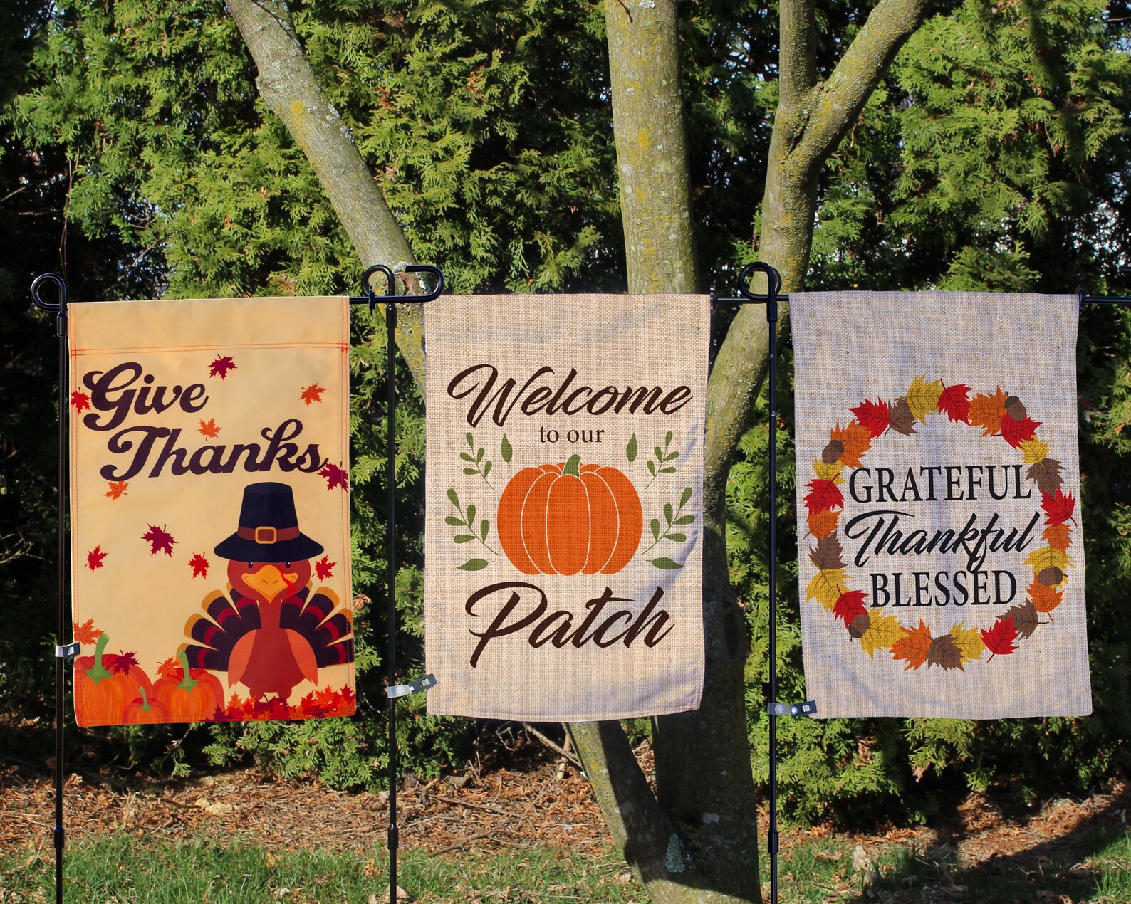 Thanksgiving Garden Flag Collection Weatherresistant Etsy
