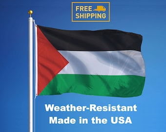 Handmade Palestine Flag - 3ft x 5ft - Made from Durable Polyester