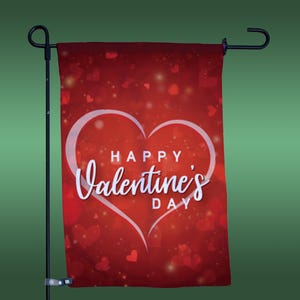 Happy Valentine&#39;s Day Garden Flag - Yard Decoration for Valentine&#39;s Day - Red Heart Flag