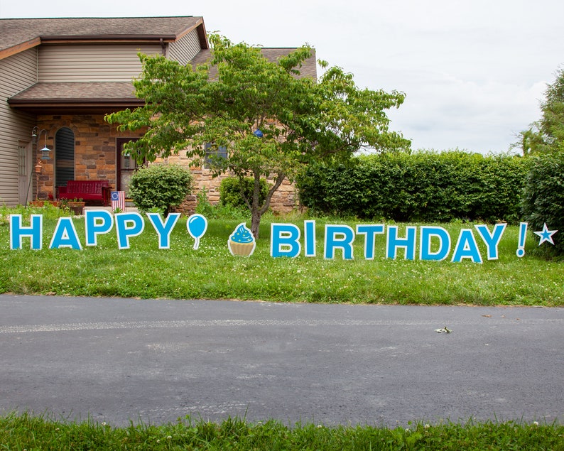 Happy Birthday Lawn Decorations Choose Your Color Large Etsy