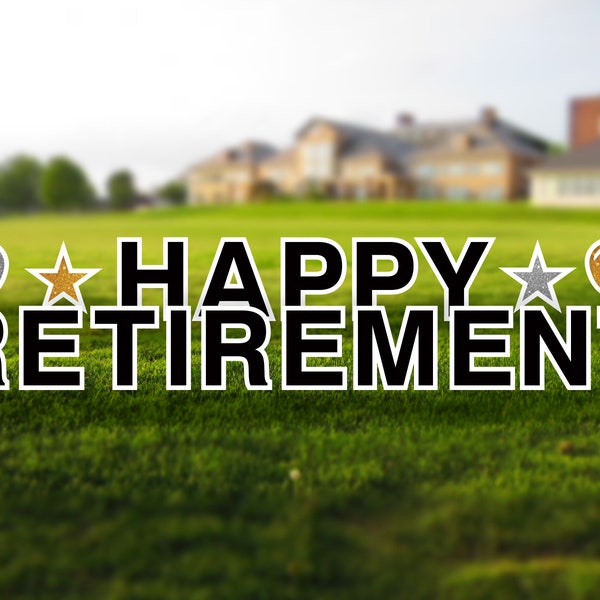 Happy Retirement Lawn Decorations - Large 18in Yard Sign Message - Durable Corrugated Outdoor Yard Signs - Retirement Party - Ready-to-Ship