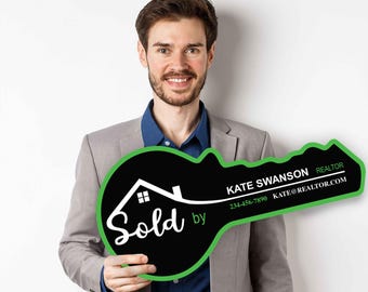 Personalized Realtor Sold Key Sign | Coroplast Real Estate Prop