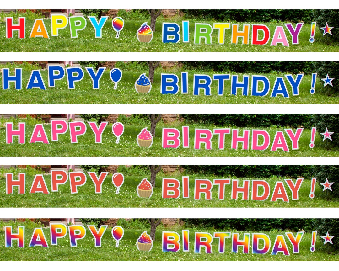 Happy Birthday Lawn Decorations Birthday Decorations Large Etsy