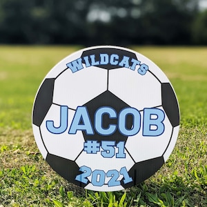 Soccer Yard Signs Personalized with Team, Name, Number, & Year