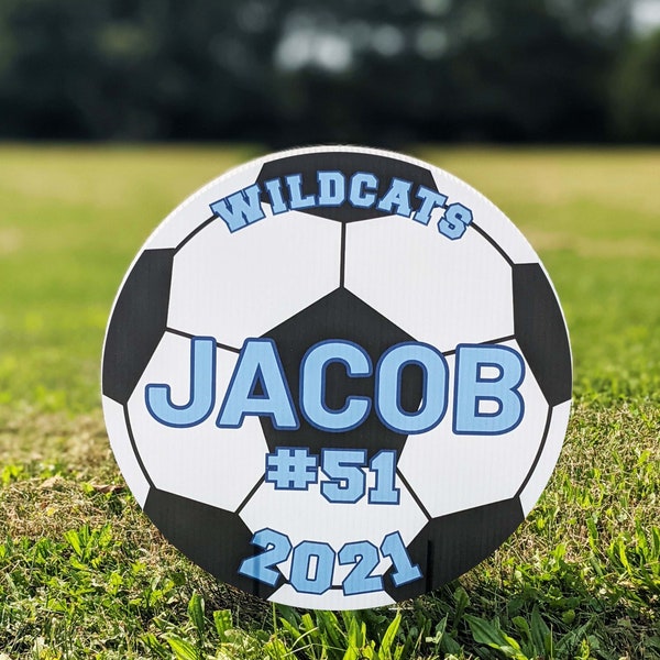 Soccer Yard Signs Personalized with Team, Name, Number, & Year