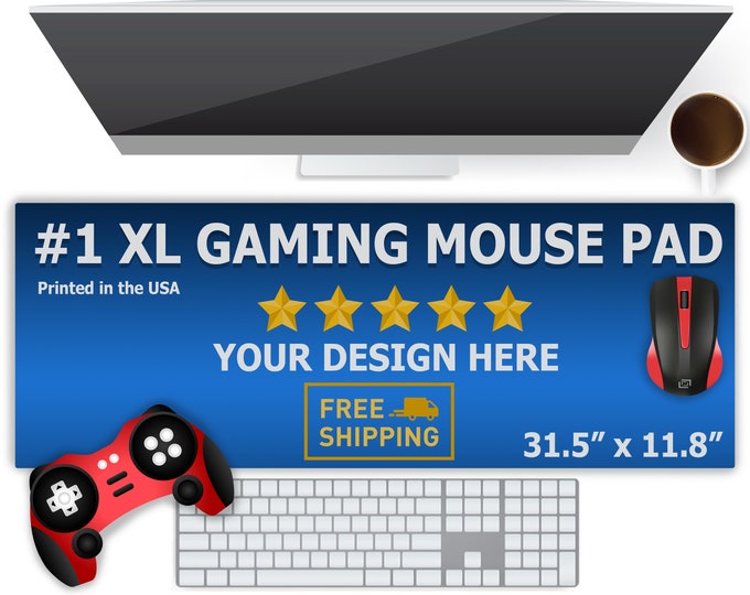 Premium XL Custom Gaming Mouse Pad - Tapis de souris personnalisé pour les jeux - Concevez votre propre Deskmat personnalisé - Cadeau personnalisé pour les joueurs et les petits amis