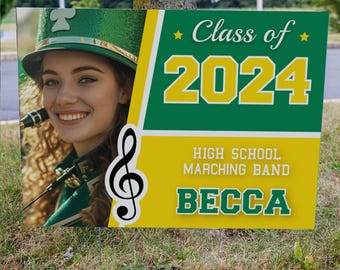 Custom Marching Band Yard Sign: Double-Sided, Weatherproof, School Colors