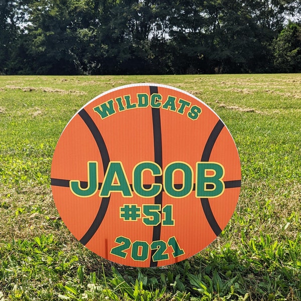 Basketball Yard Signs Personalized with Team, Name, Number, & Year