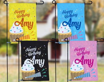 Personalized Happy Birthday Garden Flag – Weather-Resistant Double-Sided Custom 12” x 18” Premium Polyester Seasonal Flags