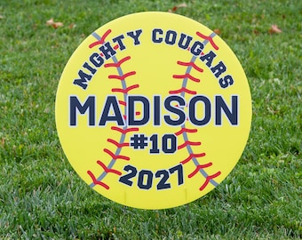 Softball Yard Signs Personalized with Team, Name, Number, & Year