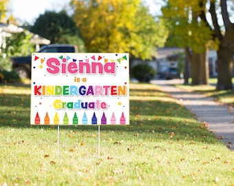 Personalized Kindergarten Graduation Yard Sign: Weather Resistant, Double Sided (23in x 17in)