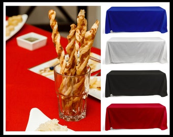 96” x 29” x 30” Rectangular Tablecloths – Red, Blue, White, or Black – Seamless Polyester and Wrinkle-Resistant Linens for 8ft Tables