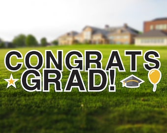 Congrats Grad Yard Sign: 18in Outdoor Graduation Decoration