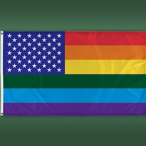 USA Rainbow Pride Flag – American and LGBTQ Pride Flag – Durable Gay Pride Flag Made With Vibrant Colors – Printed in the USA
