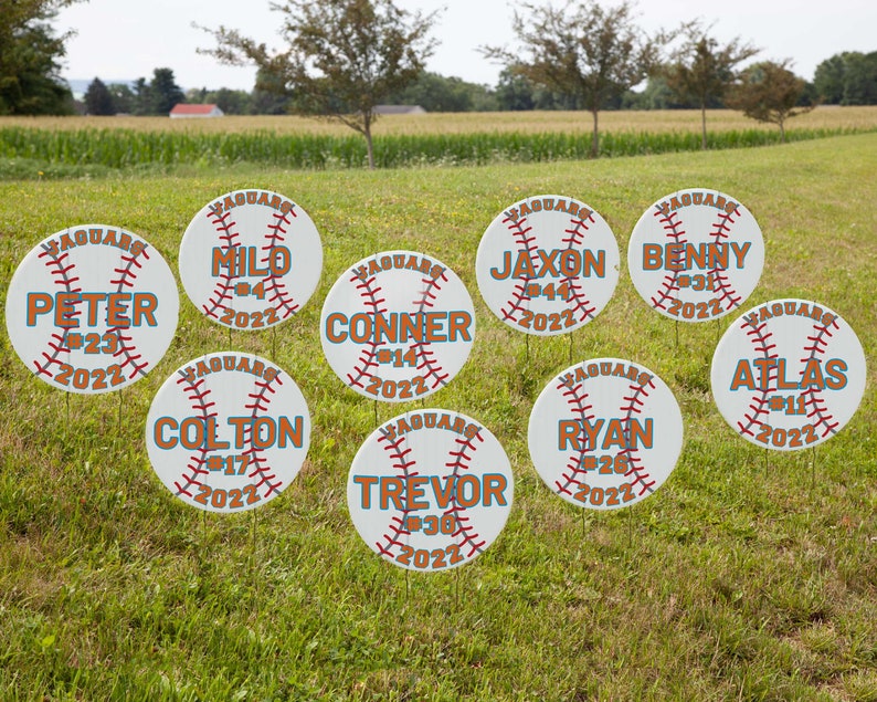 Baseball Yard Signs Personalized With Team Name Number & Etsy