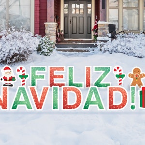 Feliz Navidad Yard Sign - Weather-Resistant - Large 18in Tall Yard Sign Message - Durable Corrugated Outdoor Christmas Decorations