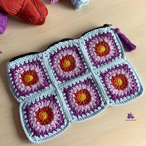 Crochet handbag - crochet granny clutch - crochet toiletry bag - handmade handbag - boho hippie bag