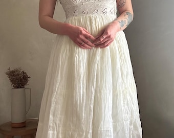 Vintage 1940s Organdy Eyelet Dress