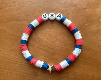 USA ブレスレット | フレンドシップブレスレット | ランニングジュエリー | ビーズブレスレット
