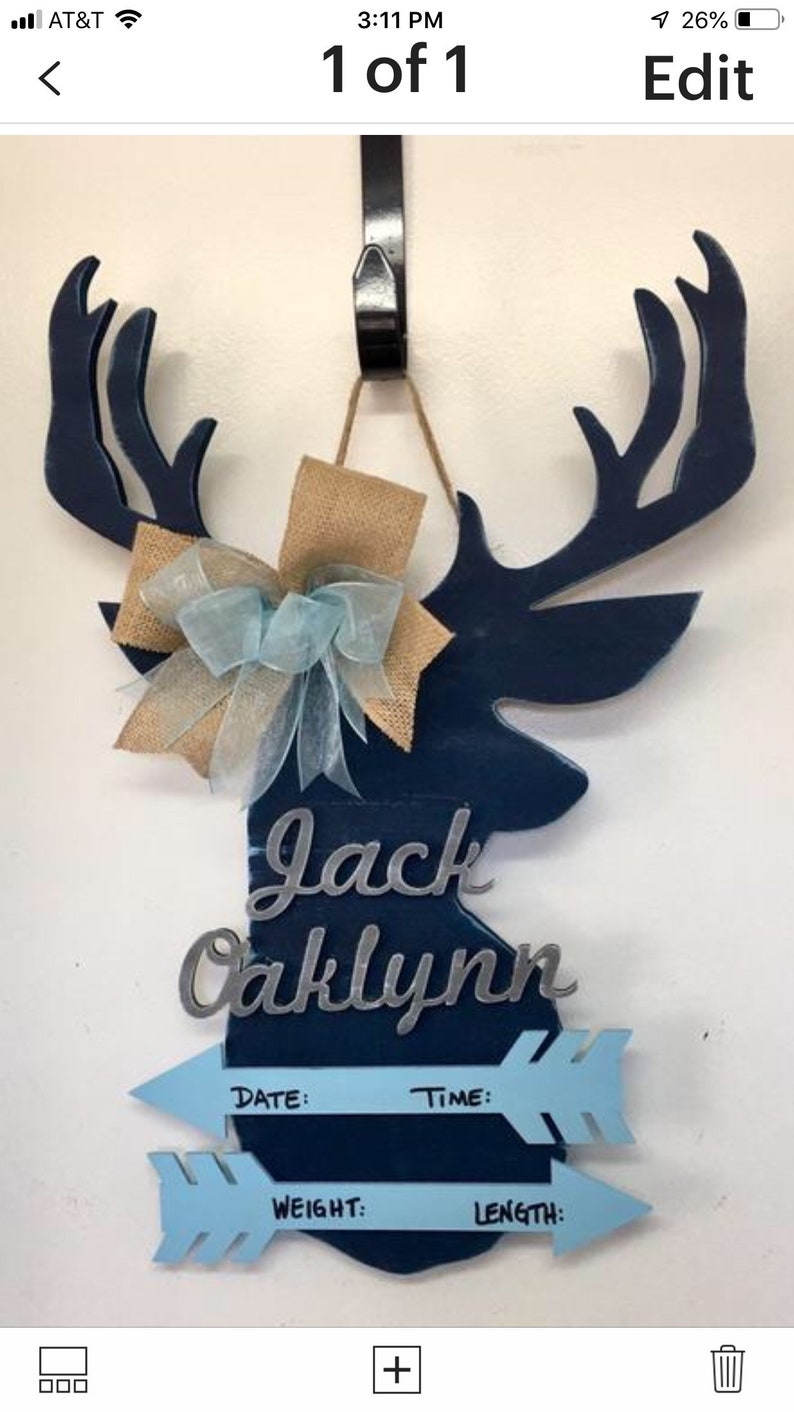 Baby Deer Door Hanger Hospital Door Hanger Baby Wreath Etsy