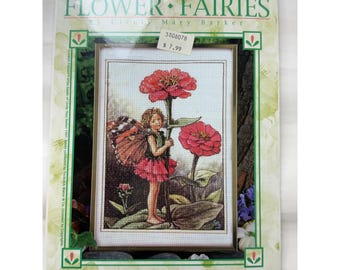 Vintage Flower Fairies cross stitch kit Zinnia Fairy by Cicely Mary Barker
