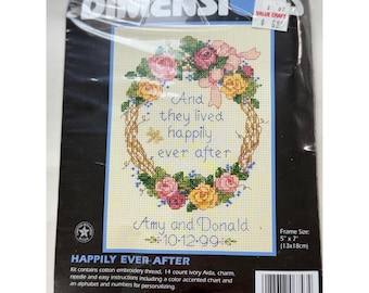 Dimensions Counted Cross Stitch Kit 6743 Happily Ever After Wedding 1997 VTG
