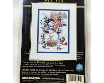 Dimensions Gold Collection Snowman & Friends Cross Stitch Kit 5" x 7" Christmas