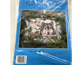 Vintage Candamar Designs Wolves Picture Counted Cross Stitch Kit 60518