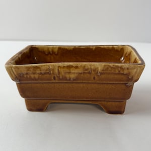 Vintage Mid Century Brush Pottery Tropfglasur Pflanztopf Sukkulenten Braun USA