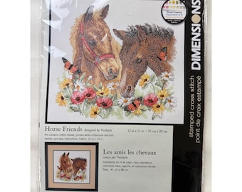 Dimensions Stamped Cross Stitch Kit Horse Friends 3230 12"x11"