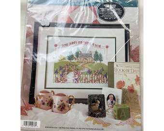 Vtg 1994 Bucilla Ribbon Embroidery Counted Cross stitch Love Makes our House