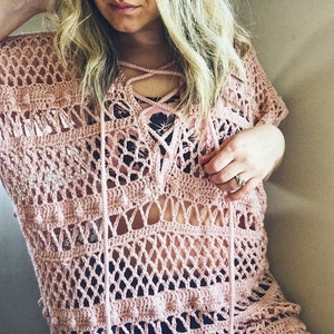 Crochet Pattern for Sandy Shores Coverup, Summer Coverup, Beach wear, Crochet Top, Crochet Summer Shirt Pattern