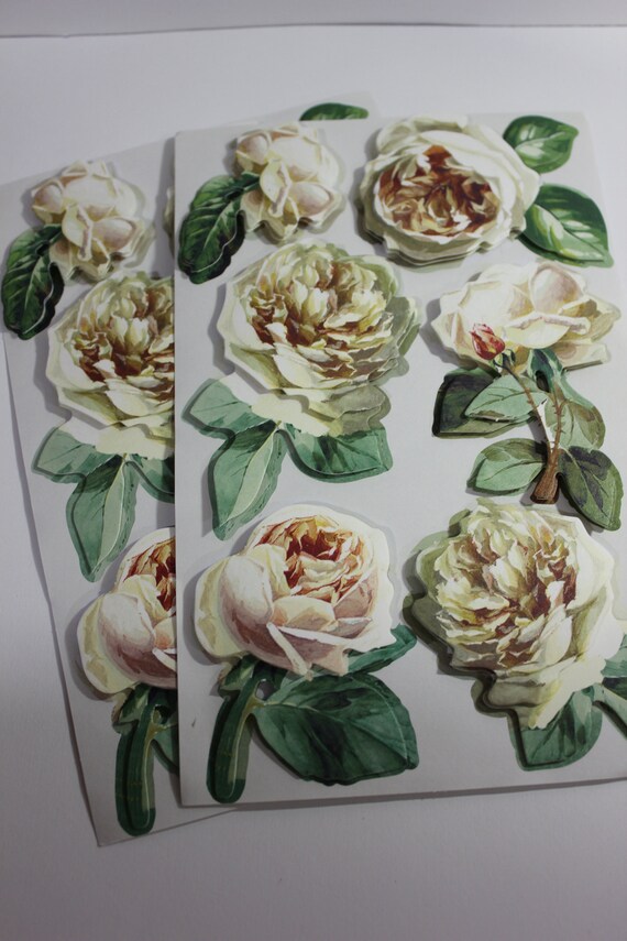 White Rose Stickers Etsy