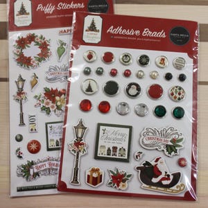 Carta Bella Vintage Christmas Puffy Stickers and Brads