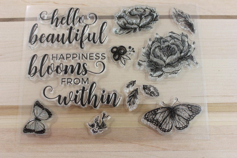 Diamond Press Floral Butterfly Stamp and Die Set - Etsy