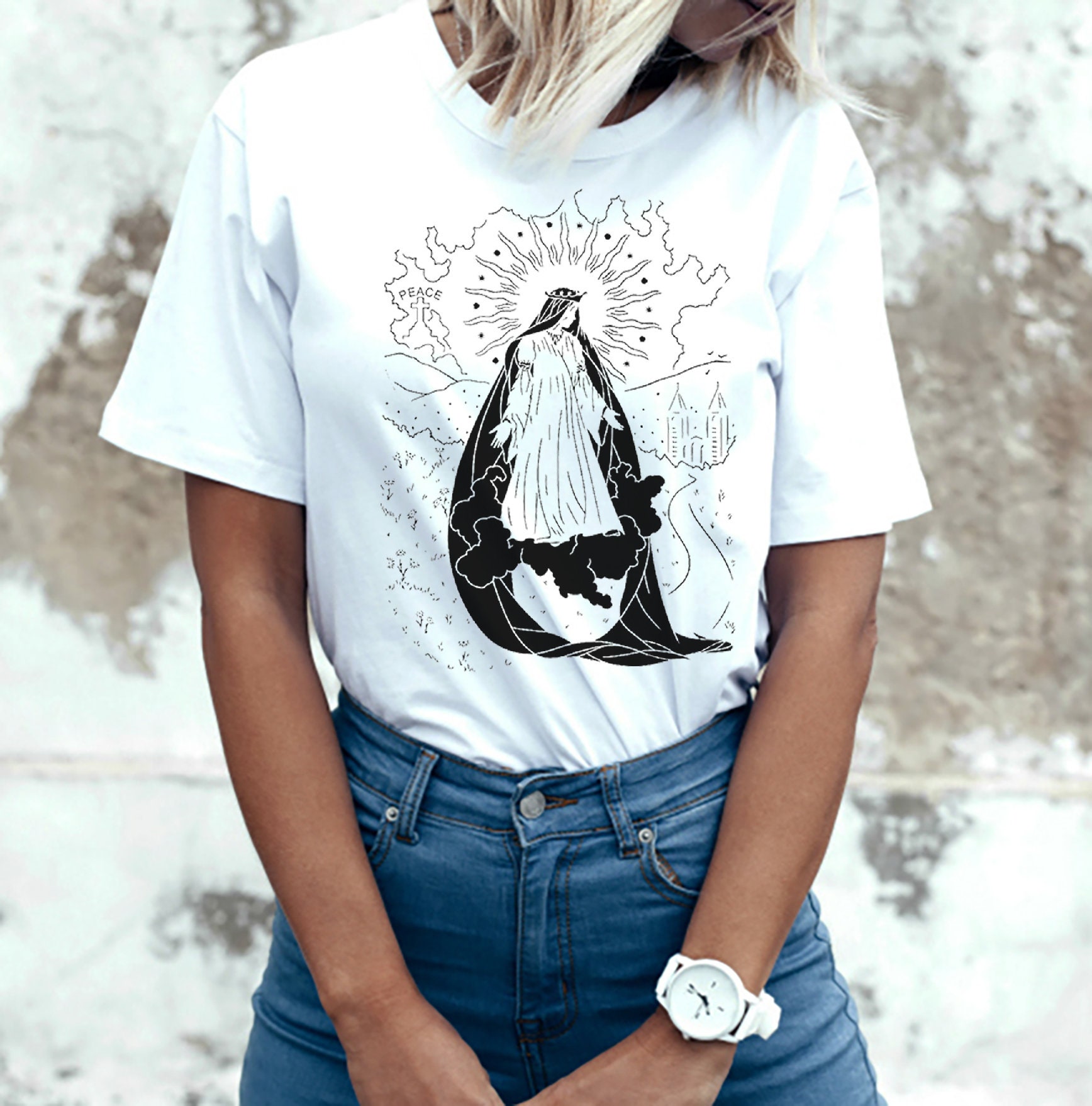 Medjugorje T Shirt Virgin Mary Queen Of Peace Shirt St. | Etsy