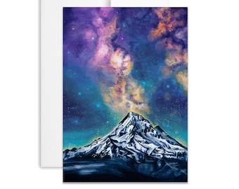 Starry Night - Mt Hood Greeting Card | Oregon Greeting Card | Mount Hood Greeting Card | PNW Greeting Card | Portland Greeting Card
