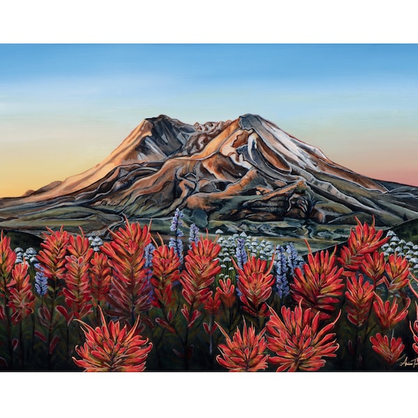 Beauty from the Ash - Mount Saint Helens - Giclee Art Print |  | Mountain Art | Mt St Helens Art | 8 x 12 | 12 x 18 | 16 x 24 | 24 x 36